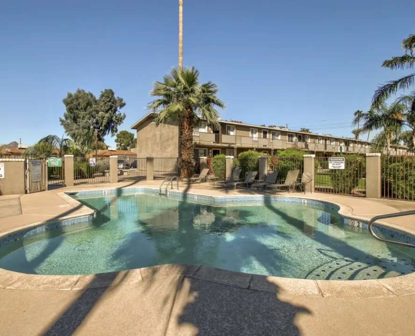 Pool and poolside area at Camelback Courtyard.